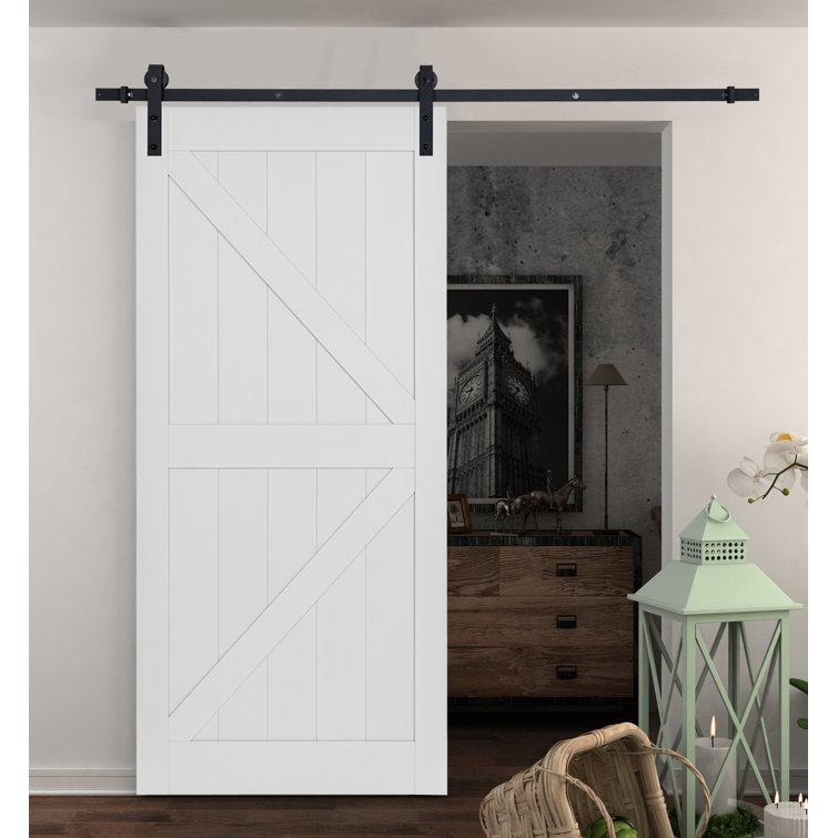 ARK DESIGN Paneled Manufactured Wood K Shape Barn Door with